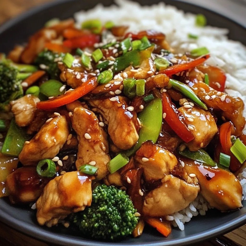 Chinesische Hähnchenpfanne mit Reis