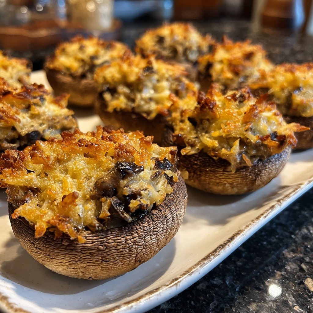 Gefüllter Pilz knusprige Reis Tassen