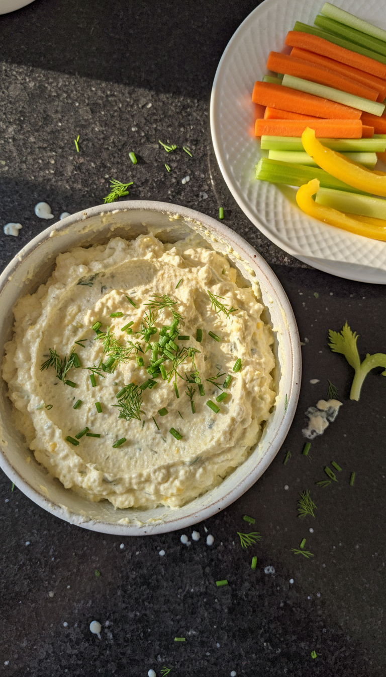 Spritziger Zitronen Hüttenkäse Dip​