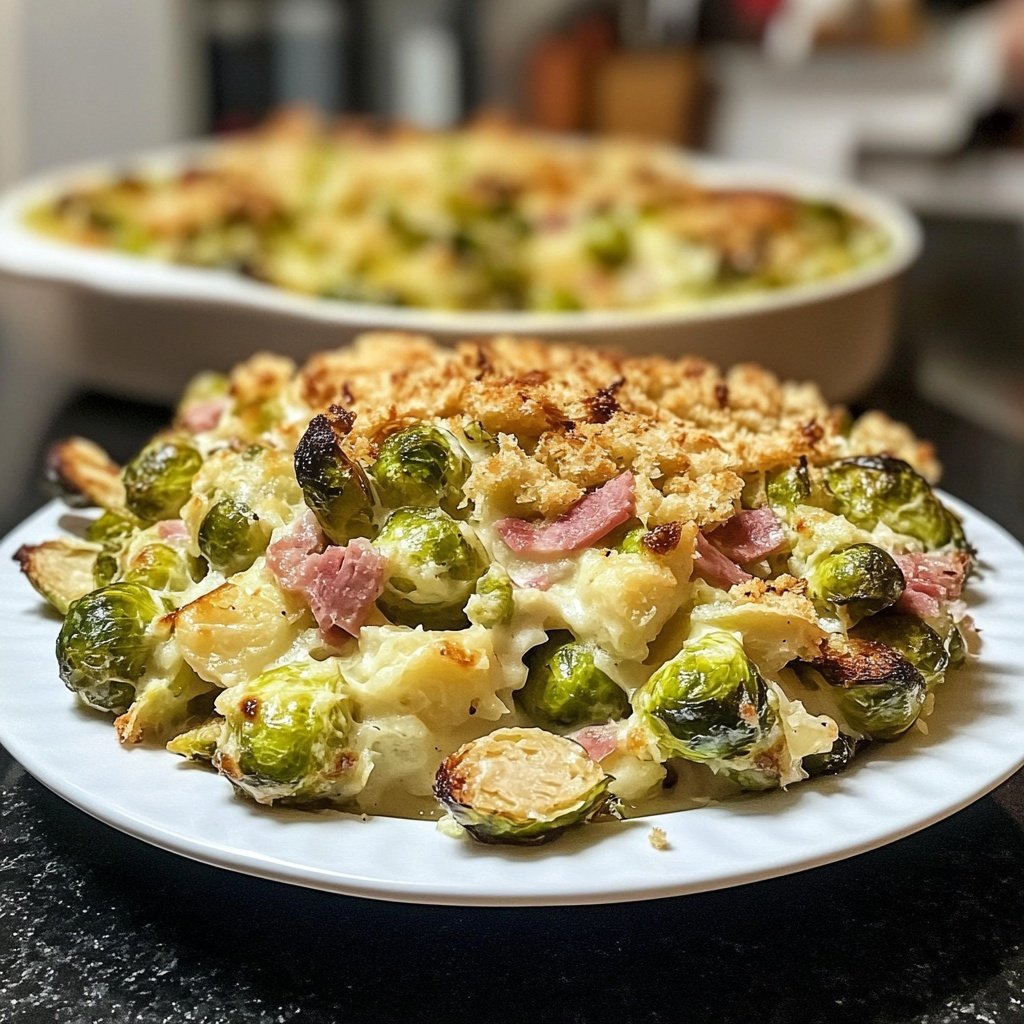 Rosenkohlauflauf mit Speck