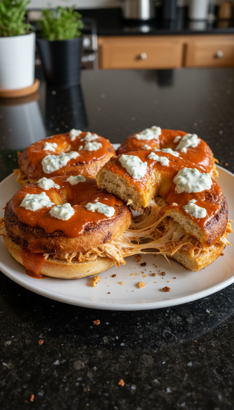 Buffalo Hähnchen Hochprotein Bagels​