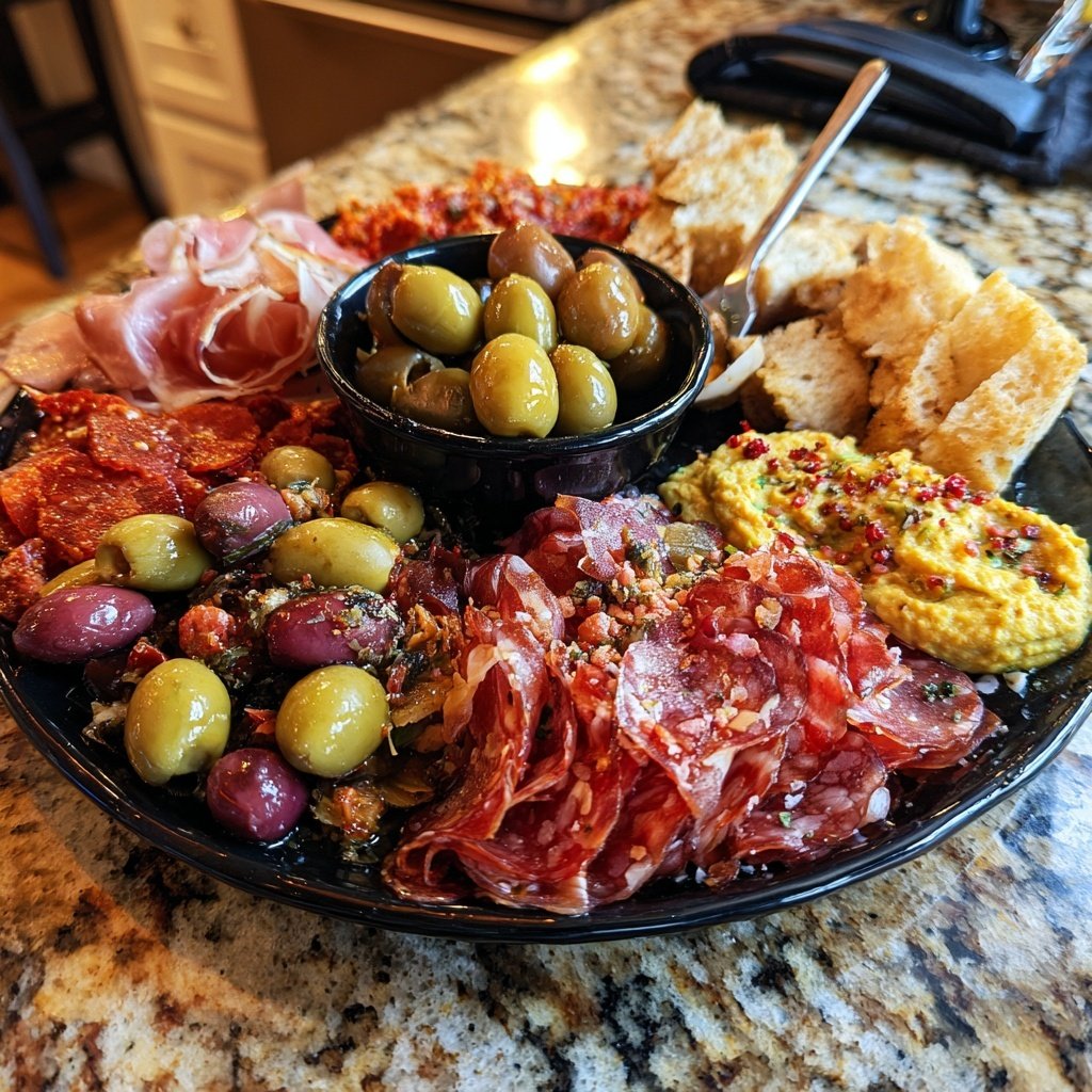 Silvester Tapas Platte mit Dips