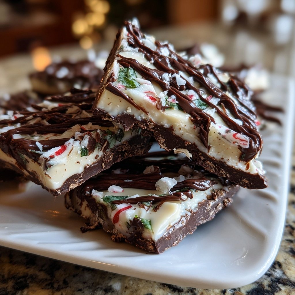 Pfefferminz Bark mit dunkler Schokolade