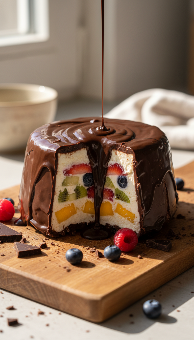 Schokoüberzogenes Früchte Parfait