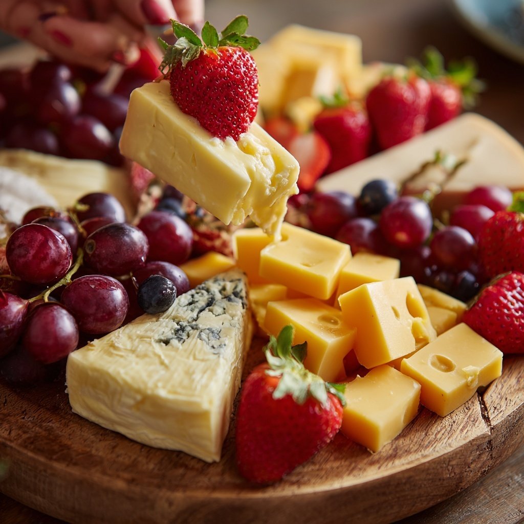 Grazing Board mit Käse und Früchten