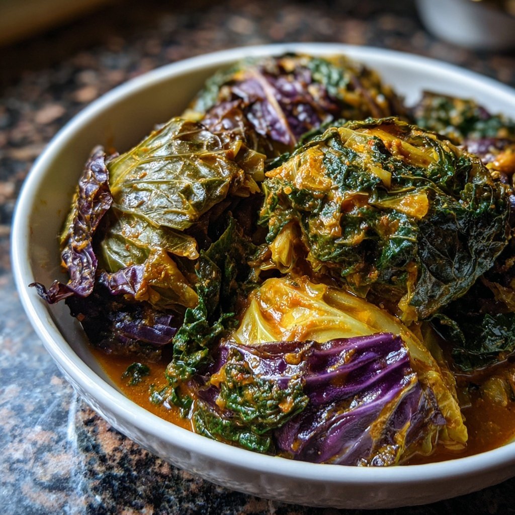 Rotkohl Krautwickel in herzhafter Sosse