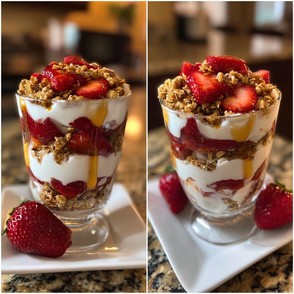 Beladenes Erdbeer-Griechisches Joghurt-Parfait