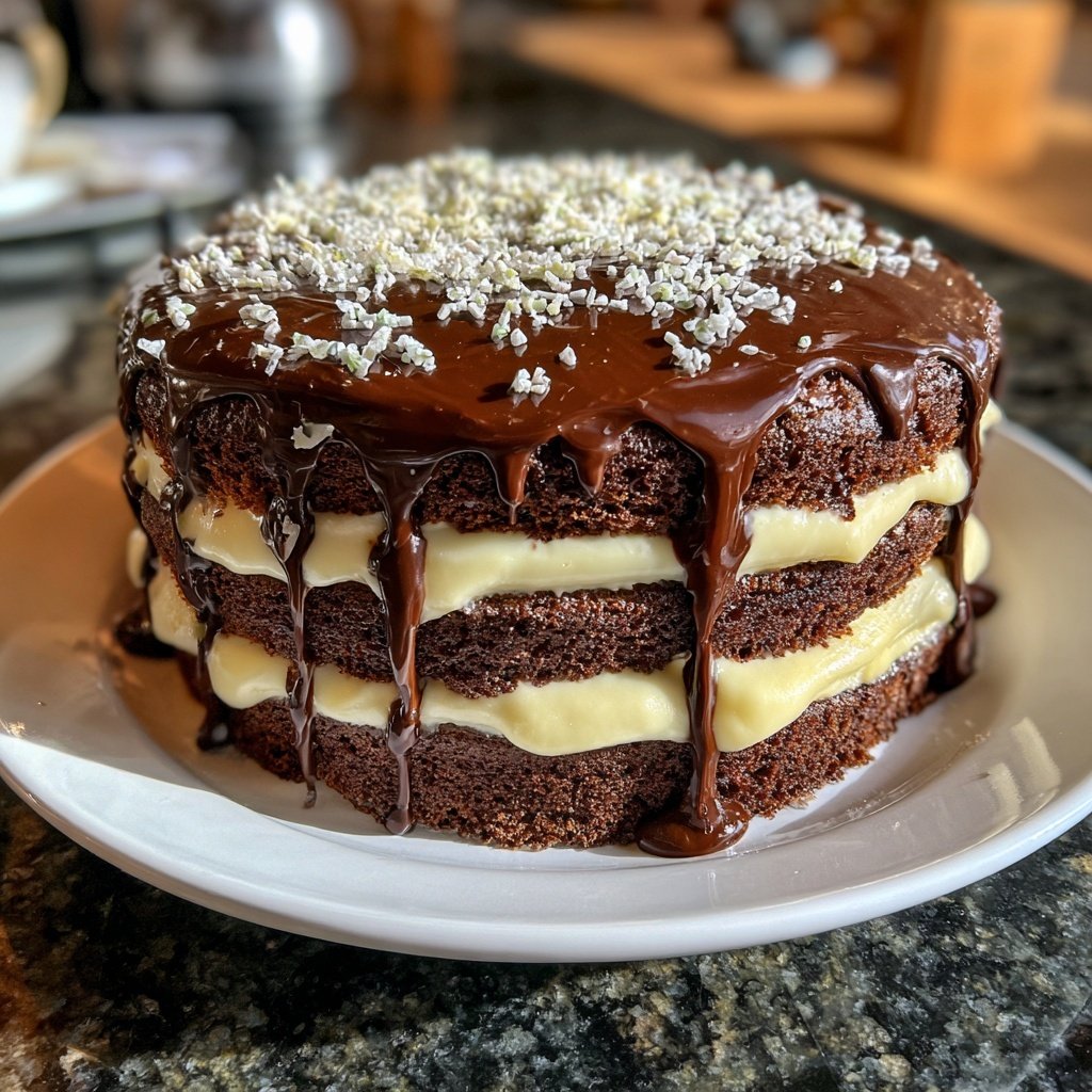 Schokoladenschichtkuchen mit Vanille