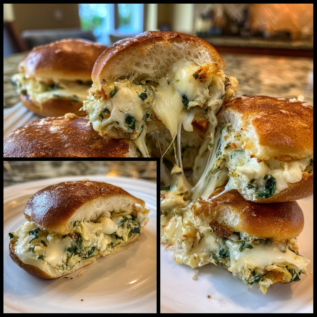 Spinat Artischocken Käse Sliders