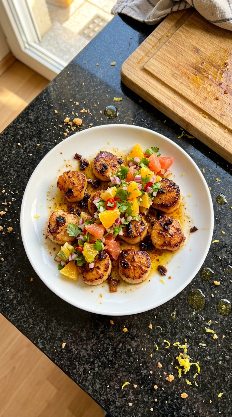 Gebratene Jakobsmuscheln mit Zitrus Salsa