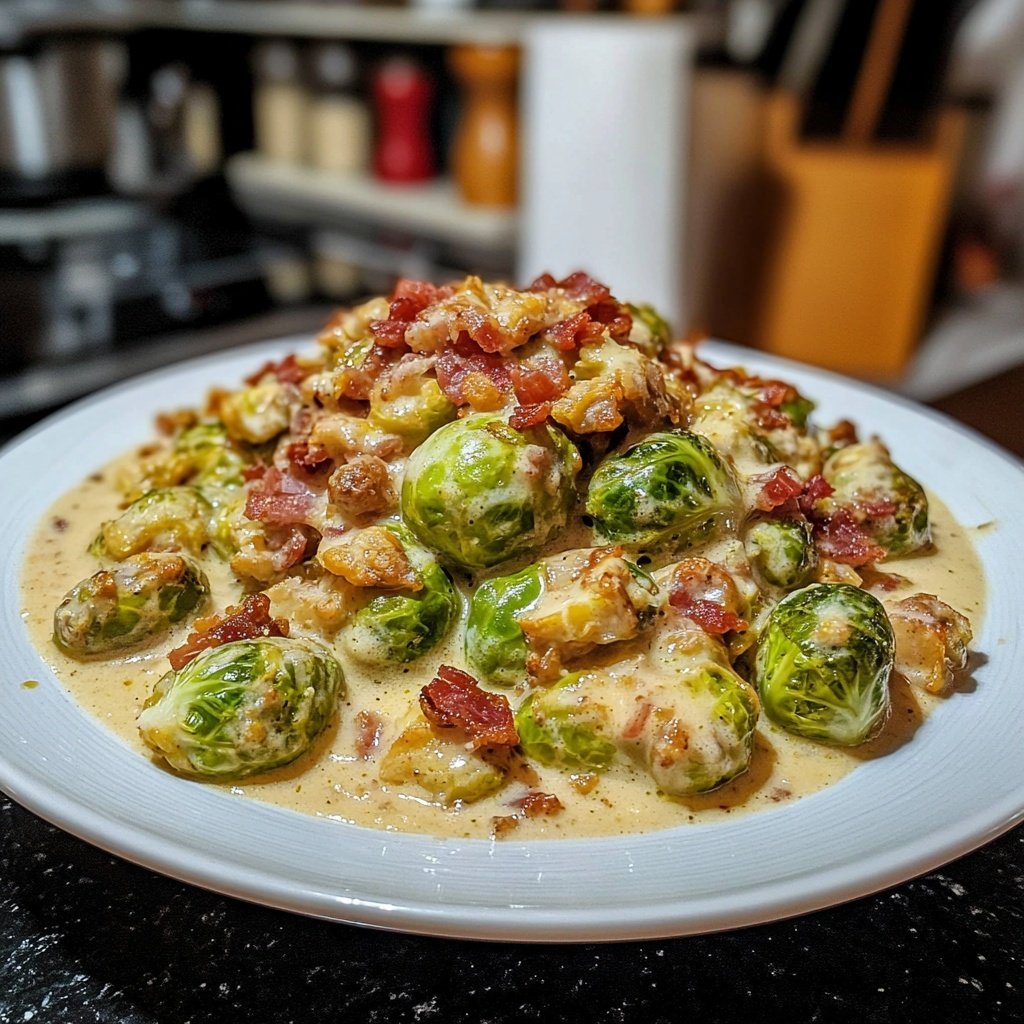 Cremiger Rahm-Rosenkohl mit Speck