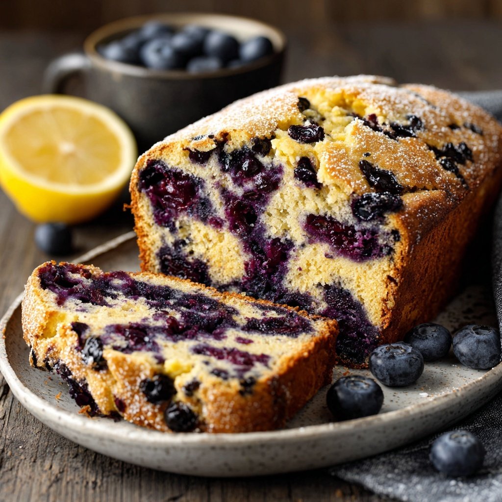 Blaubeeren Zitrone Sauerteig mit Hüttenkäse