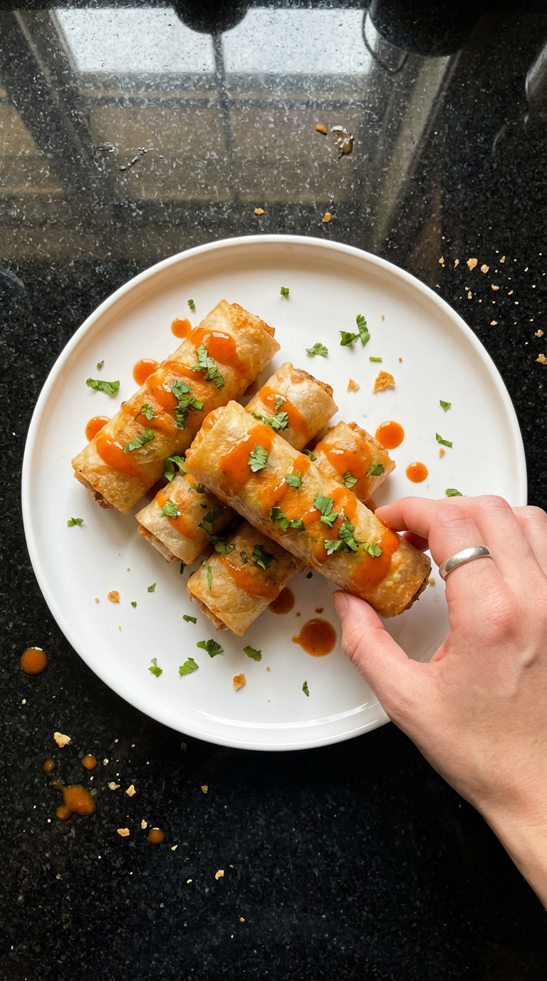 Buffalo Hähnchen Reispapier Röllchen​