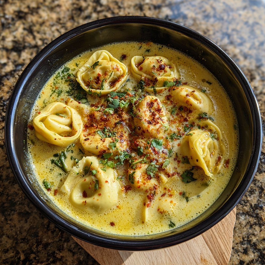 Tortellini Suppe Käsig zartes Teigwaren