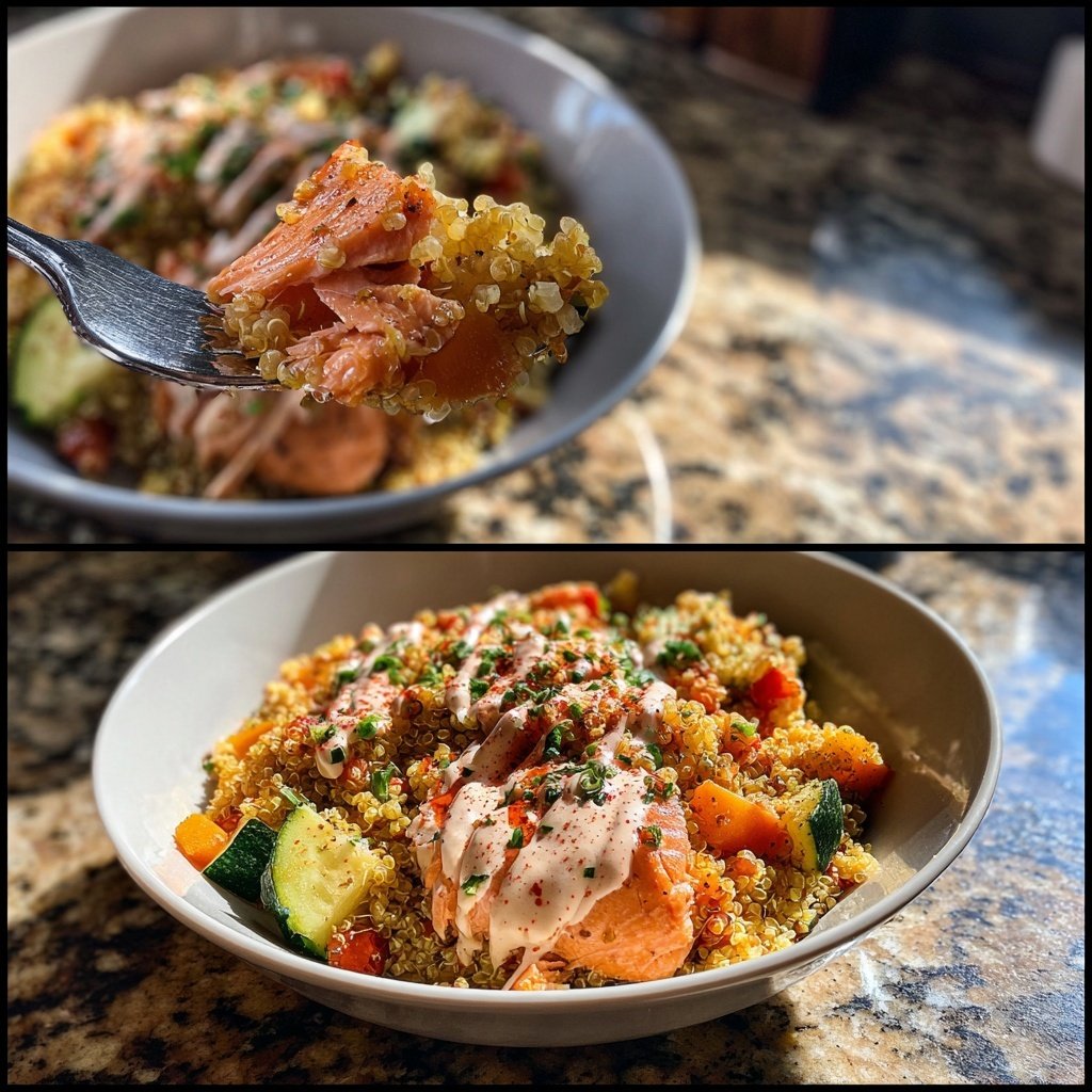 Würzige Quinoa-Bowl mit Lachs