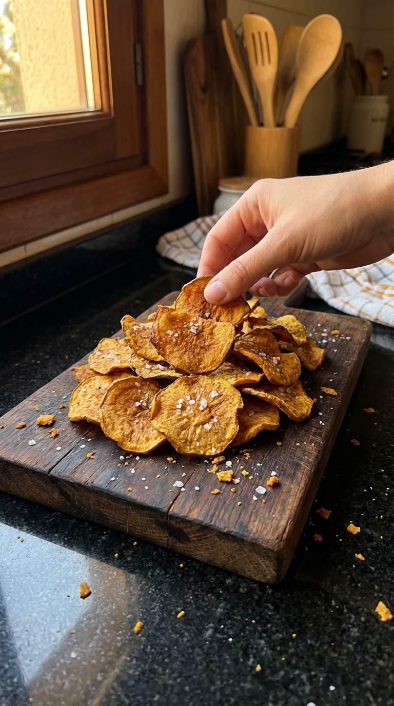 Knusprige Kürbis Chips zum Snack