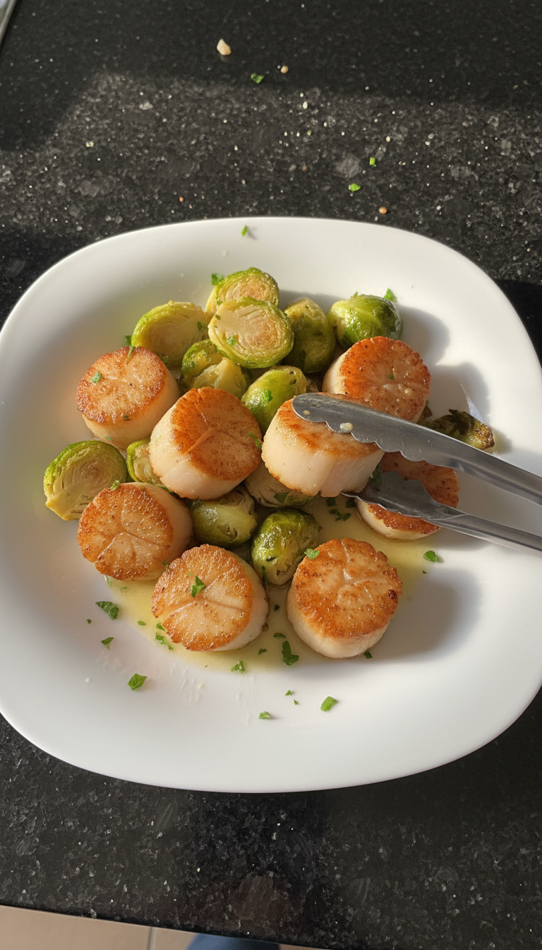 Gebratene Jakobsmuscheln mit Rosenkohl​