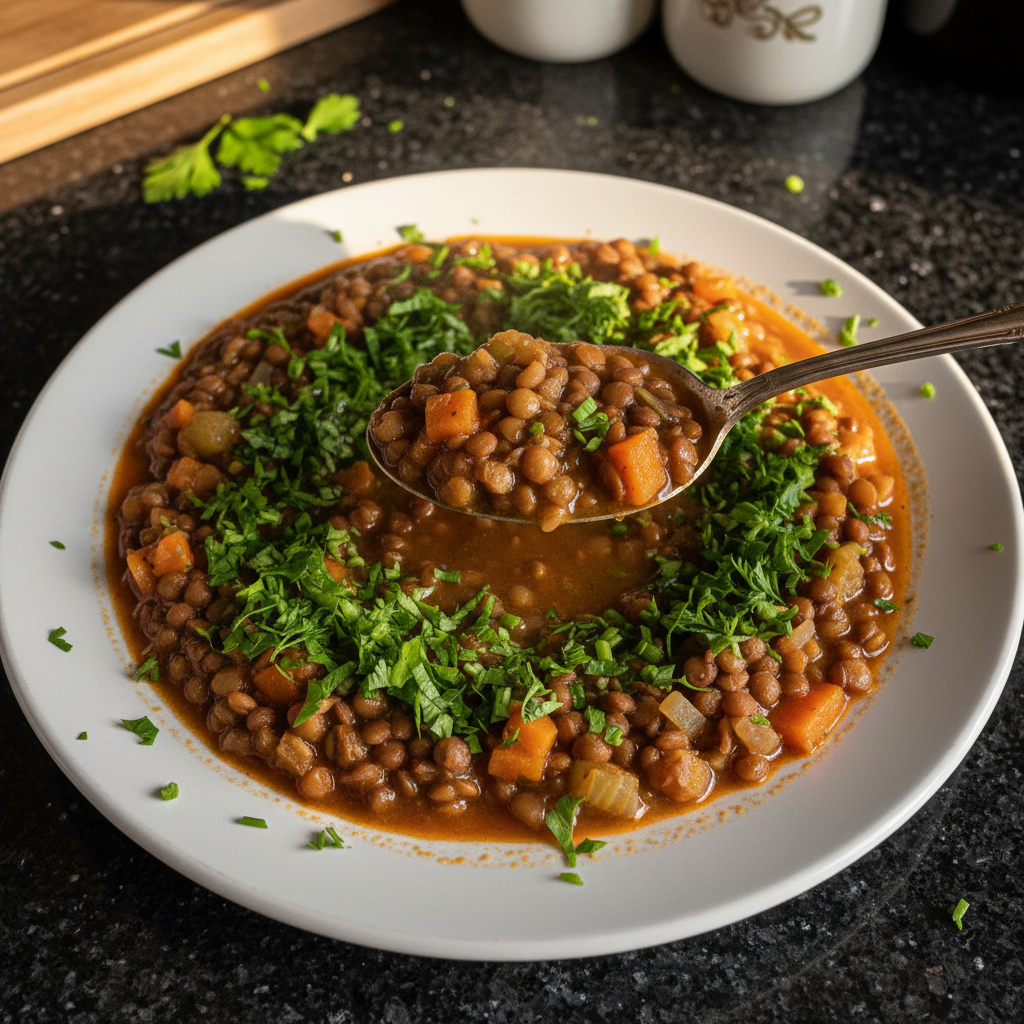 Kräftige Linsen Suppe für Zwei