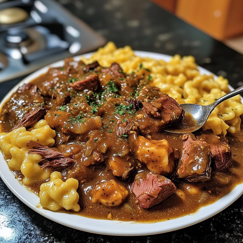 Wildschweinragout mit Spätzle