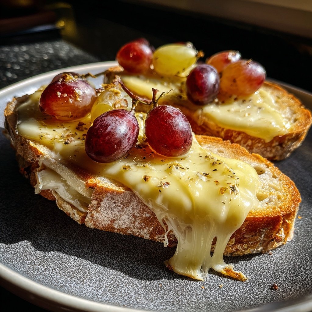 Raclette Pfännchen mit Camembert und Trauben