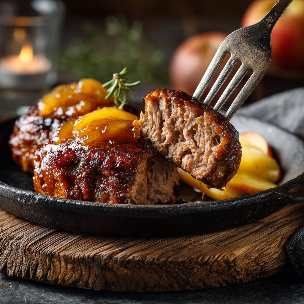 Gebratene Schweinekotelett Apfelsauce Sauce